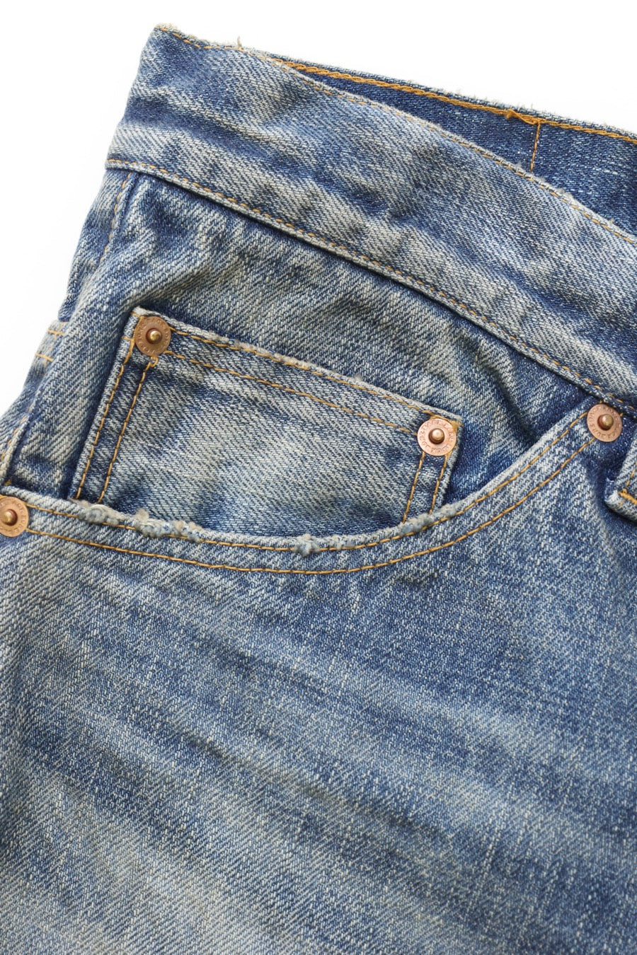 FADE INDIGO DENIM STRAIGHT PANTS