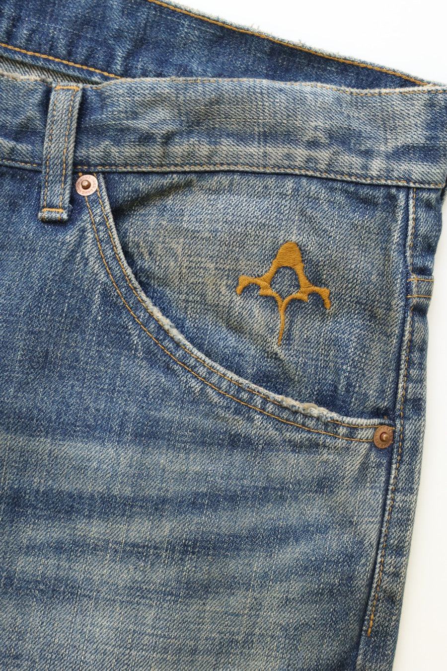 FADED INDIGO WIDE DENIM PANTS