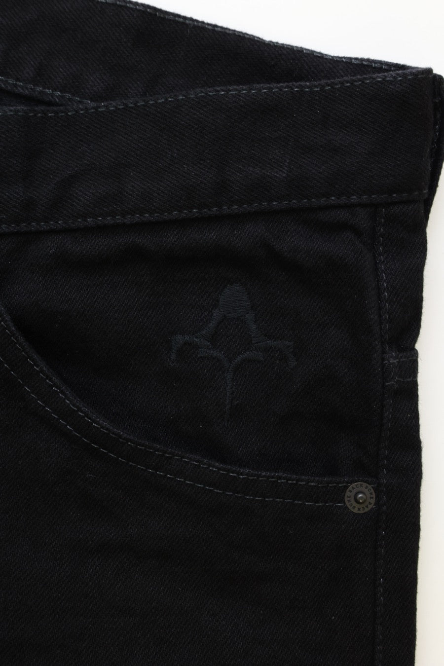 BLACK DENIM STRAIGHT PANTS
