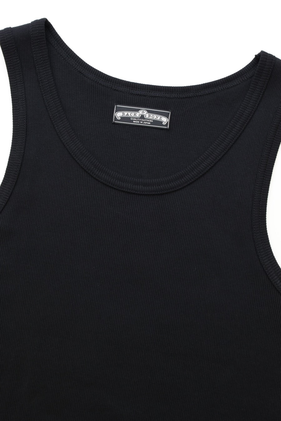 GIZA COTTON FRAISE STITCH TANK TOP BLACK