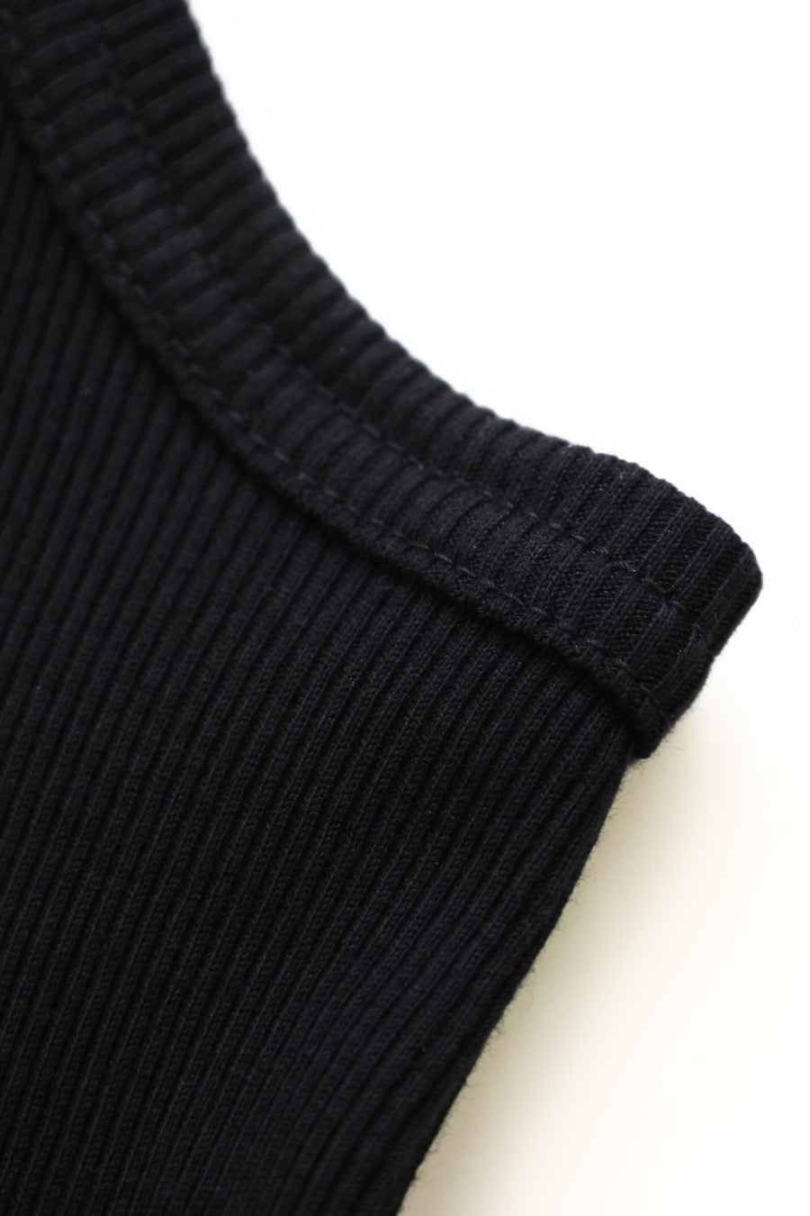 GIZA COTTON FRAISE STITCH TANK TOP BLACK