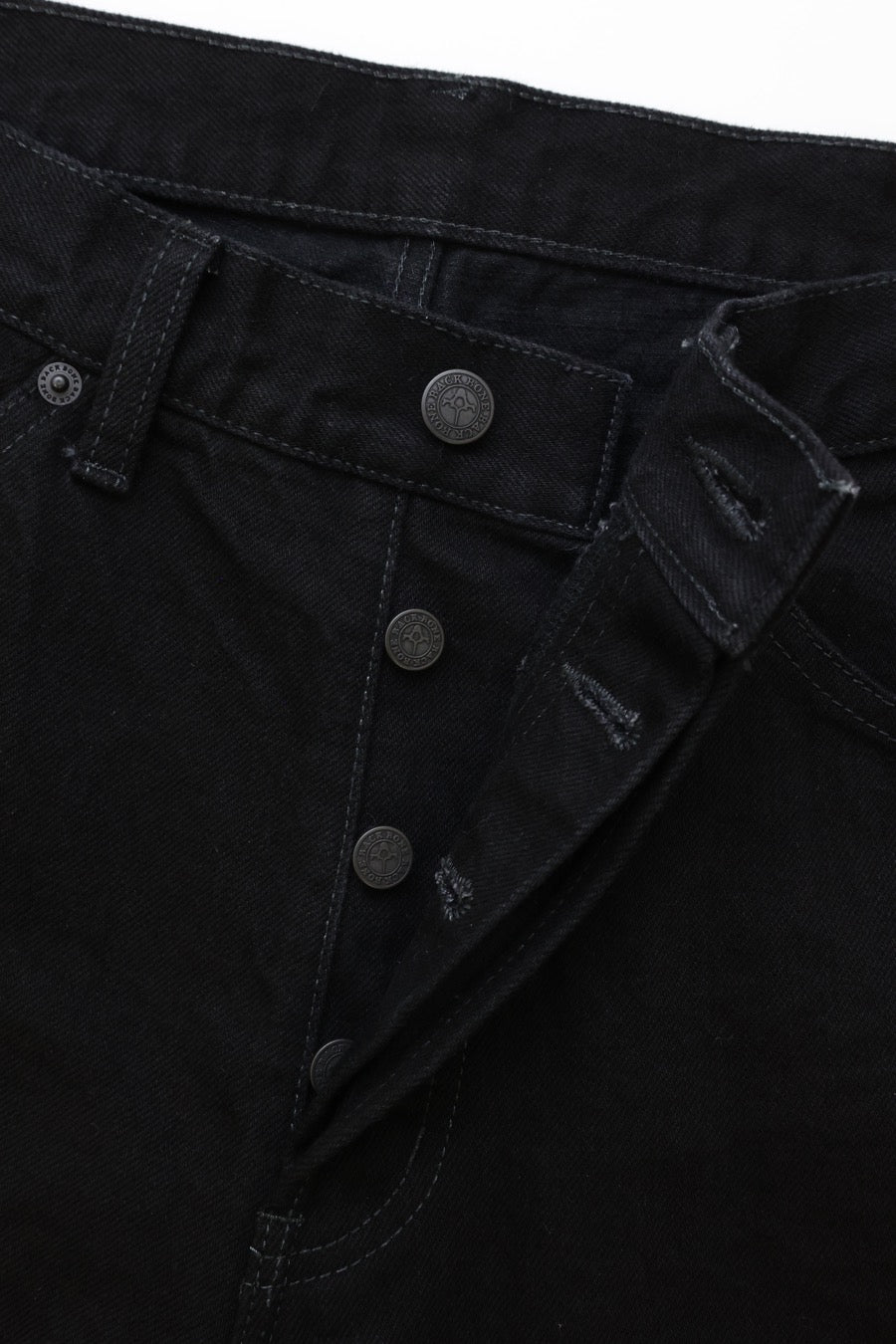 BLACK DENIM STRAIGHT PANTS