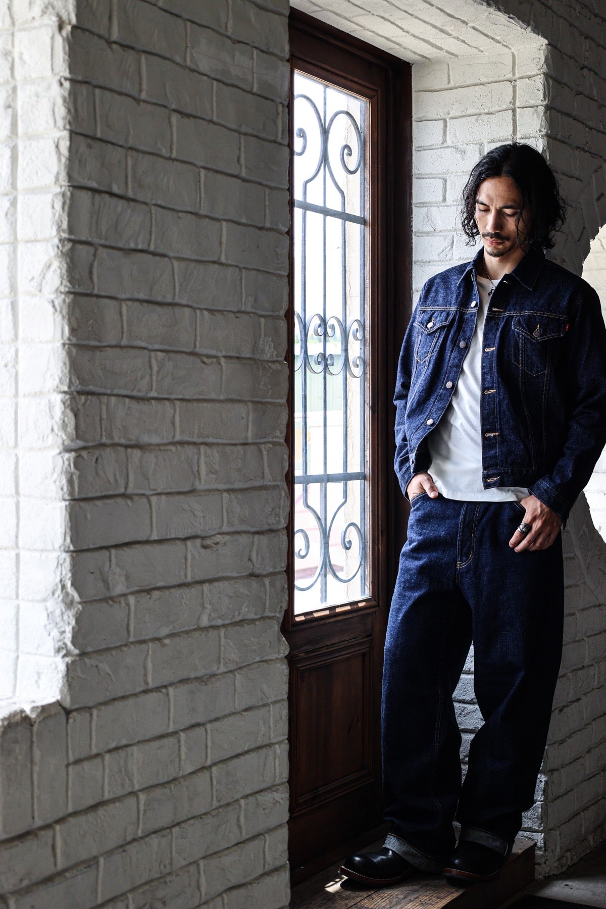 INDIGO DENIM WIDE PANTS